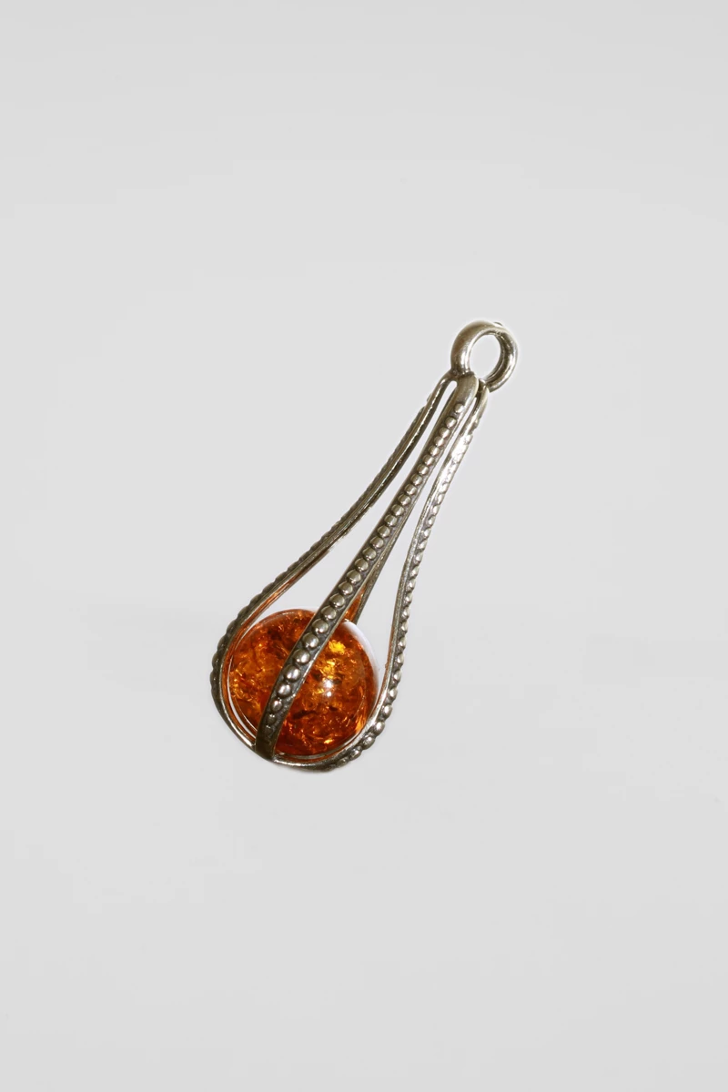 Silver Pendant, Cherry Amber-AW1028